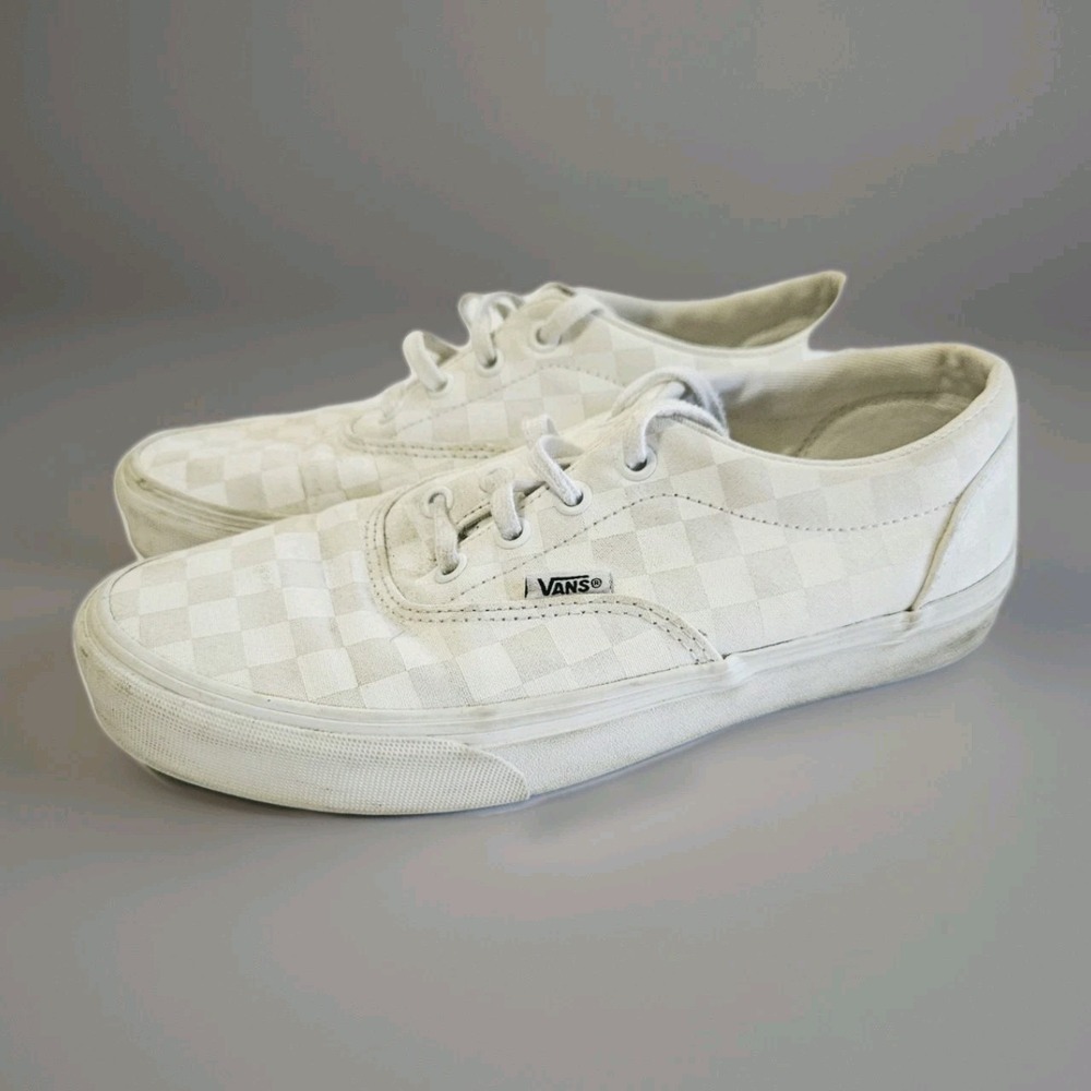 Vans Checkered Checkerboard Lace Up Shoes White Womens Size 8